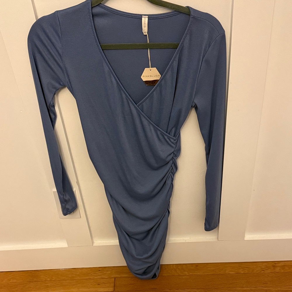 Elegant Blue Maternity Dress. NWT.  Size small